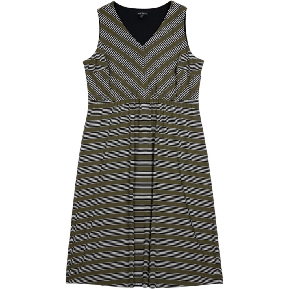 Lane Bryant Striped Sleeveless Midi Dress Fall Olive Green Black White 22/24P